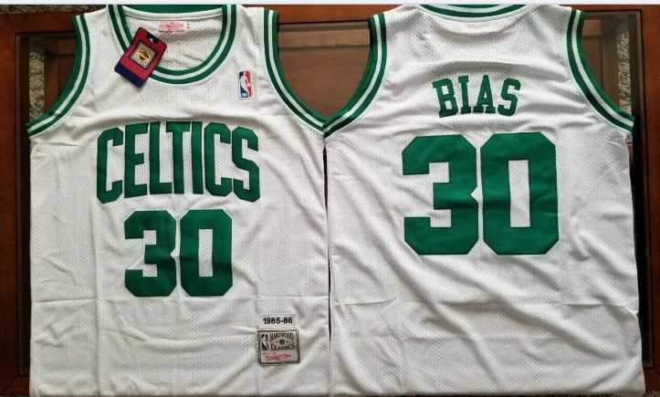 Men%27s Boston Celtics #30 Len Bias White Swingman Throwback Jersey->boston celtics->NBA Jersey